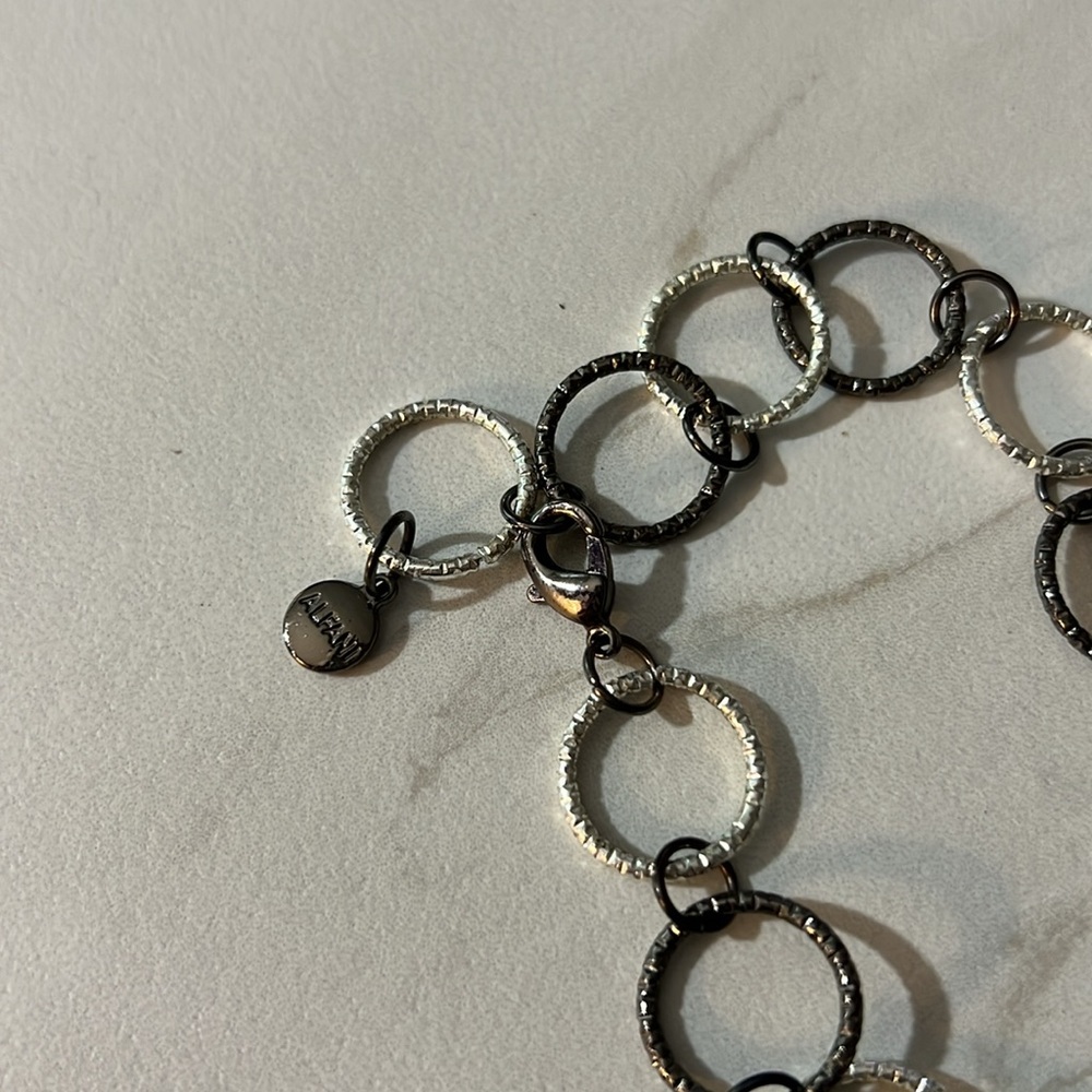 Elegant Silver and Black Chain Link Necklace, approx. 39” - Picture 10 of 10